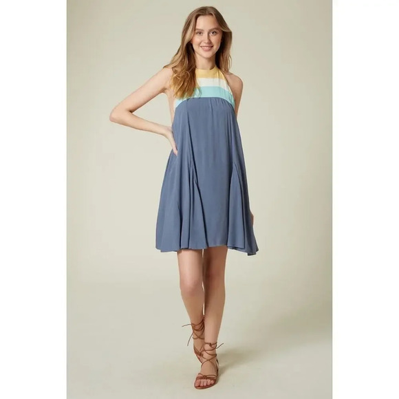 NWT O'Neill Women's‎ Halter Mini Dress Blue Size Medium Summer Casual Sleeveless - Picture 1 of 13